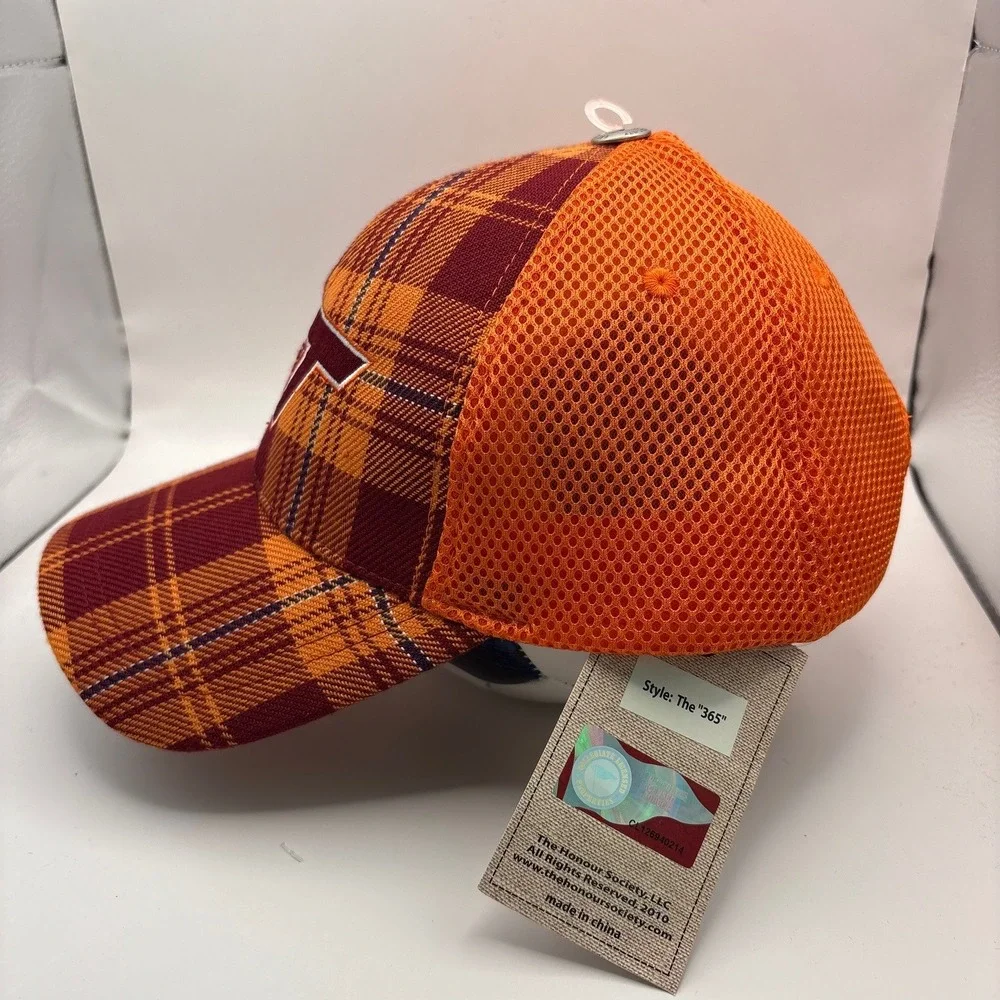 The Honour Society Virginia Tech Hokies Plaid Trucker Hat Orange Maroon The 365